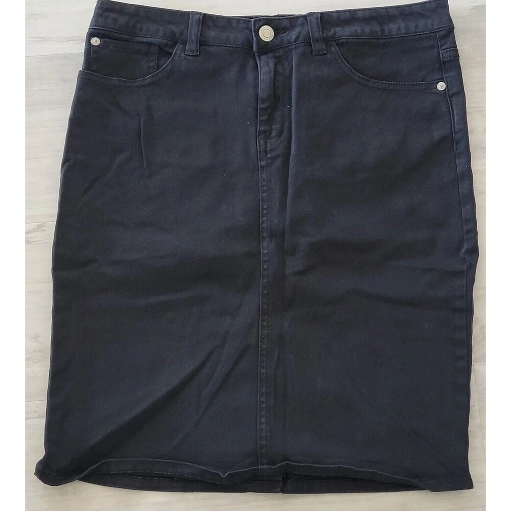 Fox Denim Skirt Womens Small Black Pockets Zipper